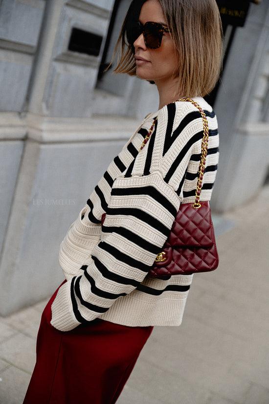 Les Jumelles SLFFina LS Knit Cardigan Birch/black