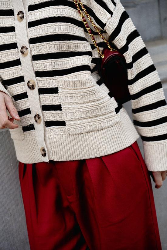 Les Jumelles SLFFina LS Knit Cardigan Birch/black