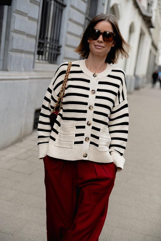 les jumelles SLFFina LS knit cardigan birch/black