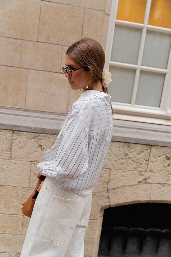 Les Jumelles SLFMairin LS Gestreept Shirt Wit