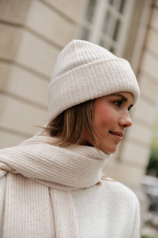 les jumelles SLFMaline gebreide muts ecru melange