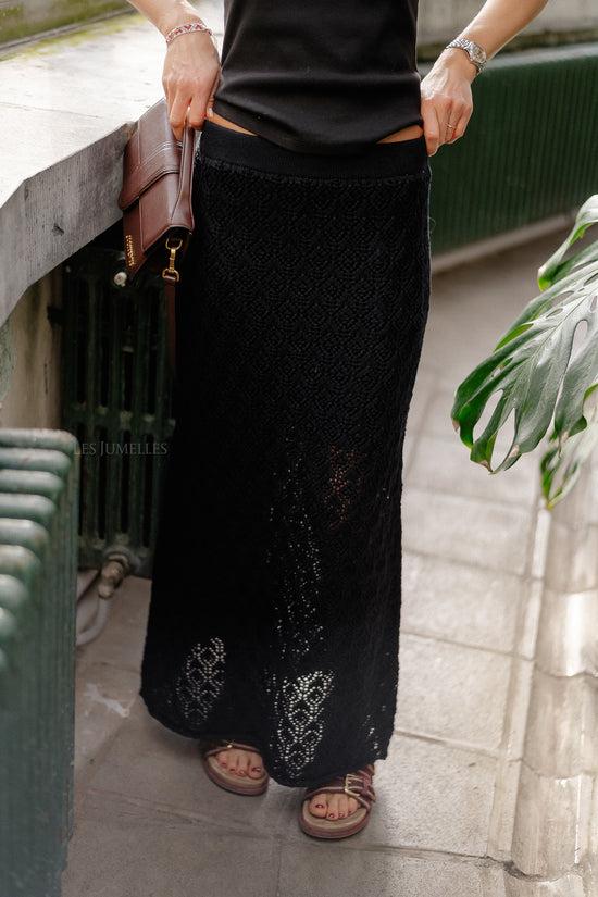 les jumelles SLFNiva HW knit skirt black