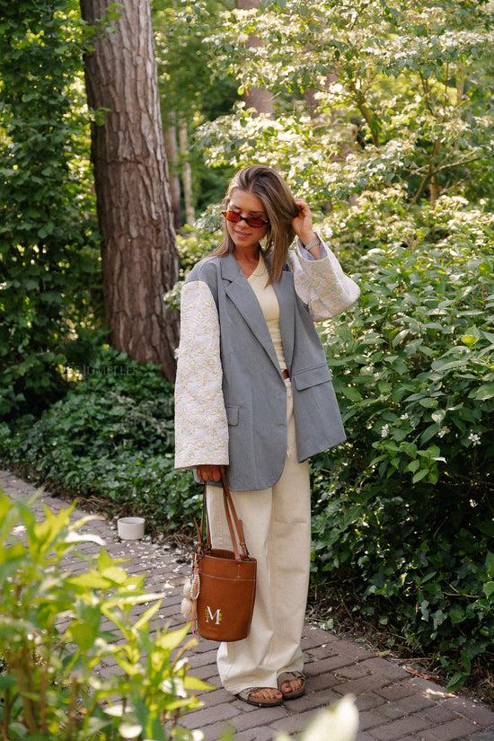 Les Jumelles SLFTenni HW Relaxte Denim Broek Ecru