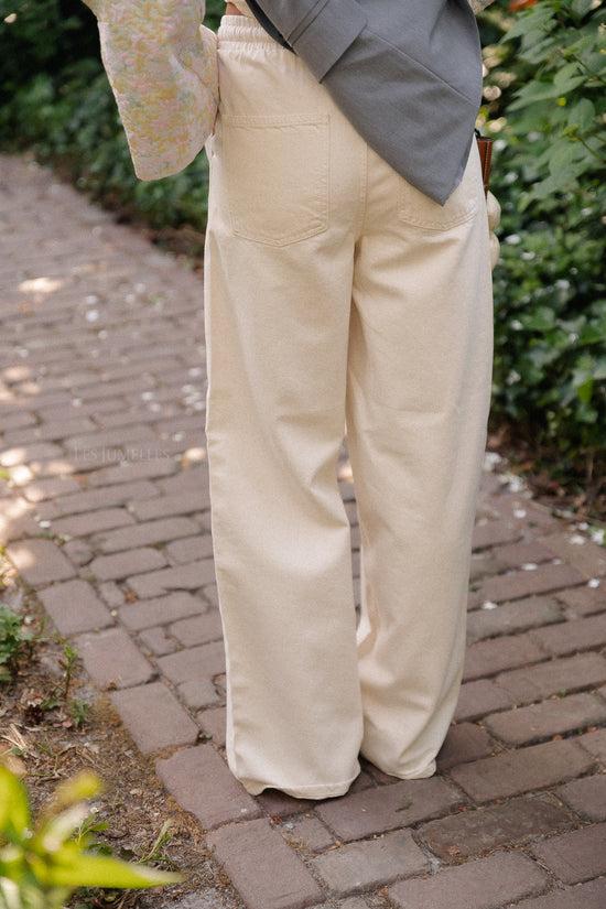 Les Jumelles SLFTenni HW Relaxte Denim Broek Ecru