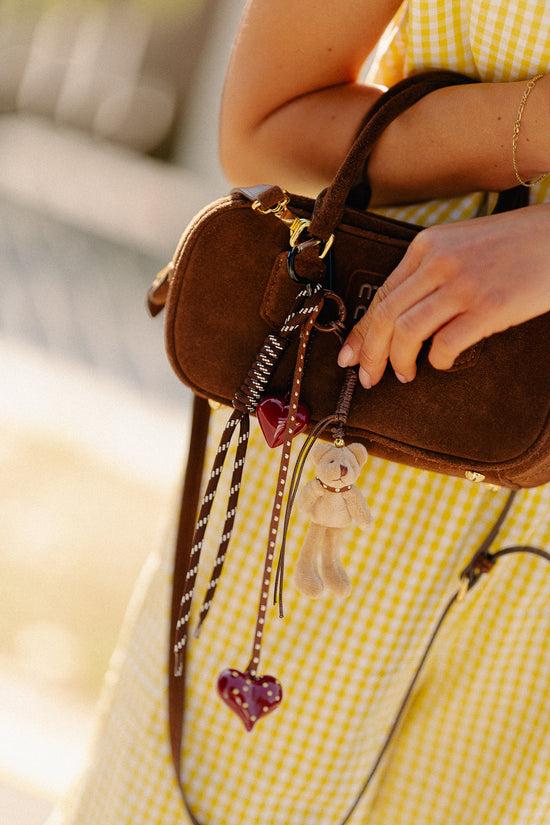 les jumelles Teddy bear keychain chocolate brown