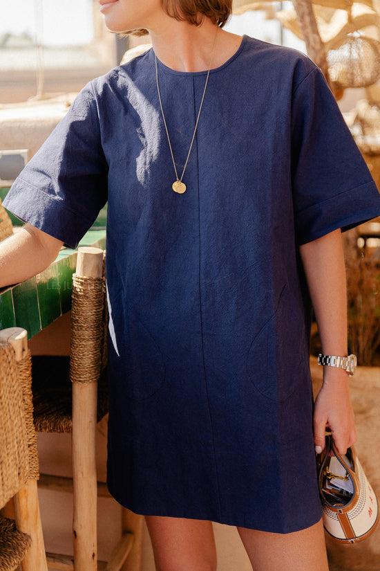 Les Jumelles Valerie Korte Jurk Marineblauw