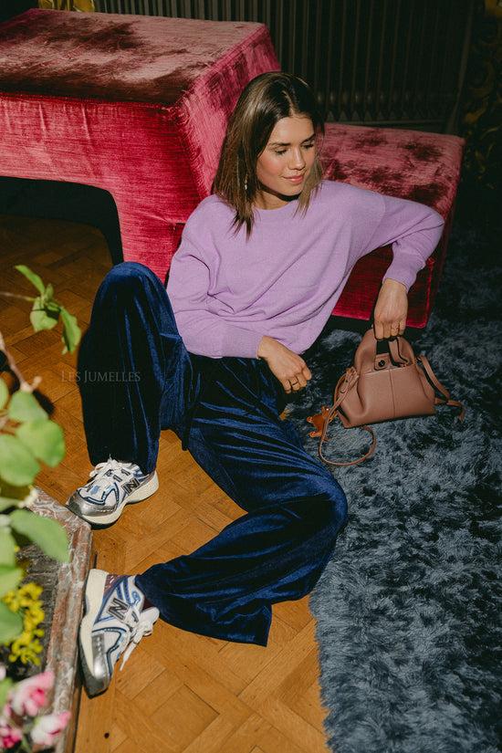 Les Jumelles Veda Fluwelen Broek Marineblauw