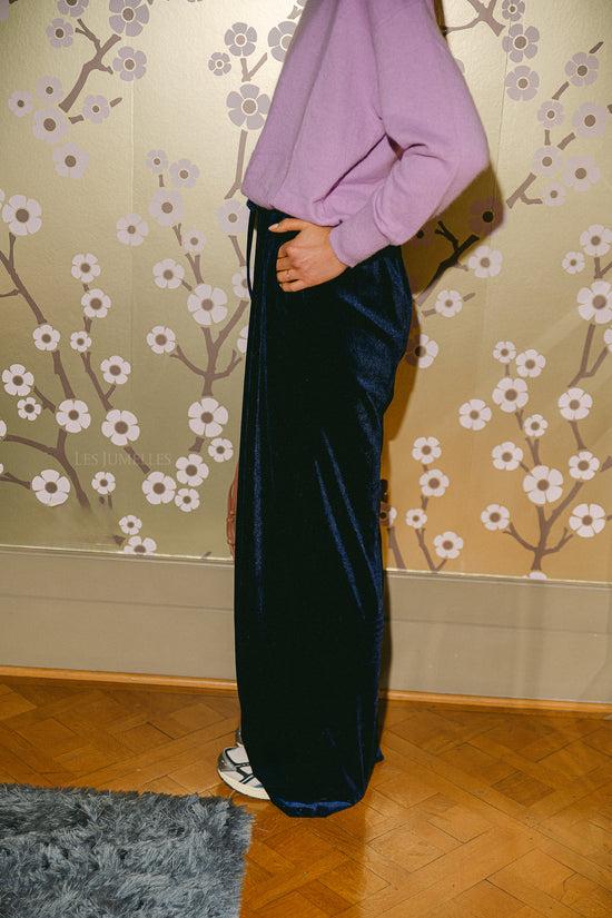 Les Jumelles Veda Fluwelen Broek Marineblauw