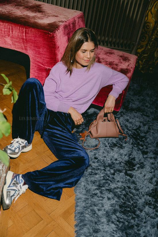 Les Jumelles Veda Fluwelen Broek Marineblauw