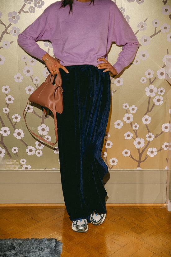 les jumelles Veda fluwelen broek marineblauw