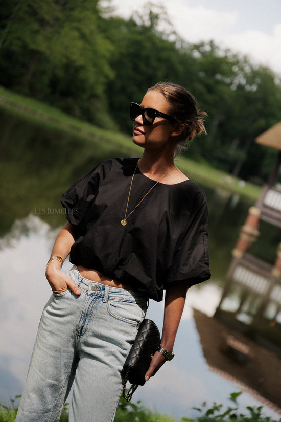 Les Jumelles VIBaluni O-hals SS Volume Top Zwart