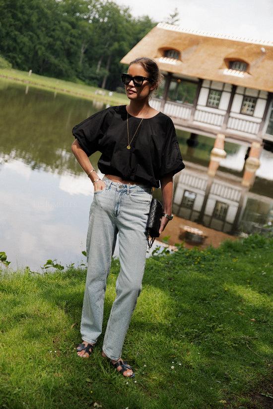 Les Jumelles VIBaluni O-hals SS Volume Top Zwart