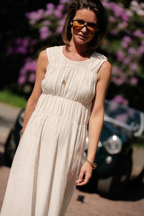 Les Jumelles VIFoxy O-hals Maxi-jurk Ecru