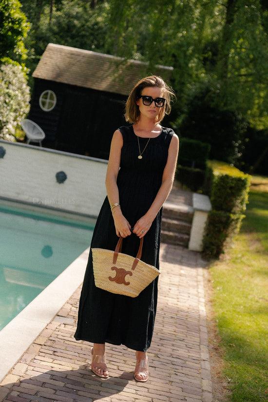 les jumelles VIFoxy O-hals maxi-jurk zwart