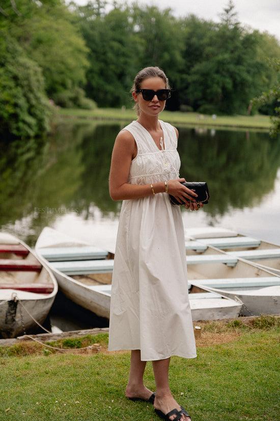 les jumelles YASSascha SL lange jurk wit