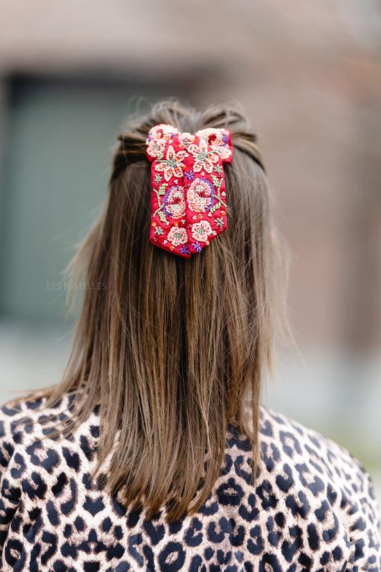 Les Jumelles Yvette Strikclip Met Kralen Rood