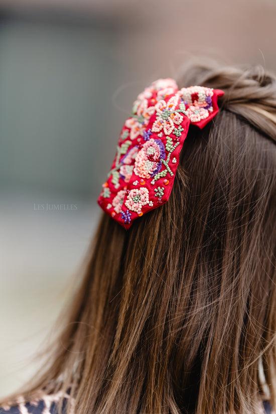 Les Jumelles Yvette Strikclip Met Kralen Rood