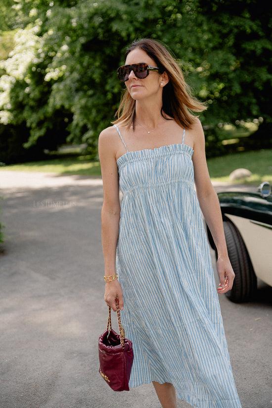 Les Jumelles OBJFine S/L Midi Dress Cornflower/blue Stripes