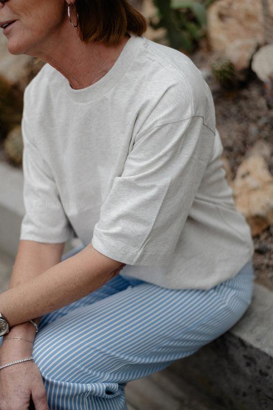 Les Jumelles OBJGima 2/4 Oversize T-shirt Light Grey Melange