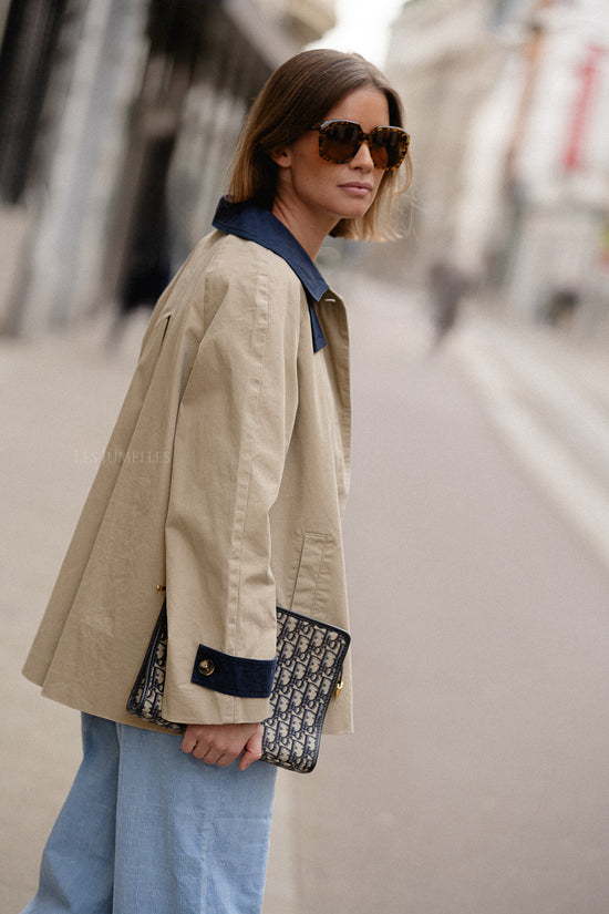 Les Jumelles OBJHarper LS Trenchcoat Twill/dark Denim