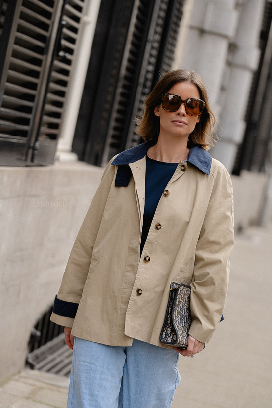 Les Jumelles OBJHarper LS Trenchcoat Twill/dark Denim