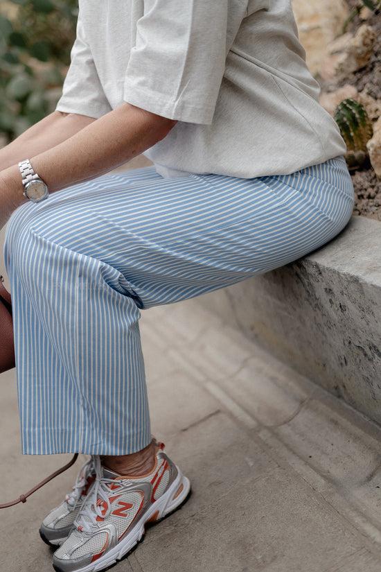 Les Jumelles OBJLisa Wide Pants Cloud Dancer/cornflower