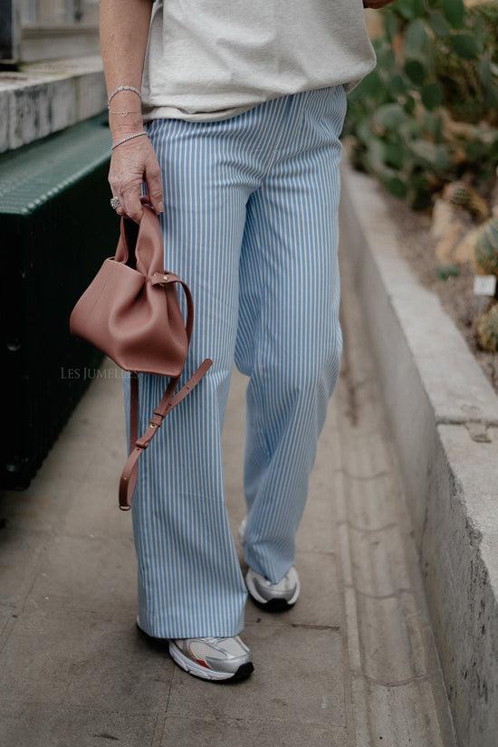 les jumelles OBJLisa wide pants cloud dancer/cornflower