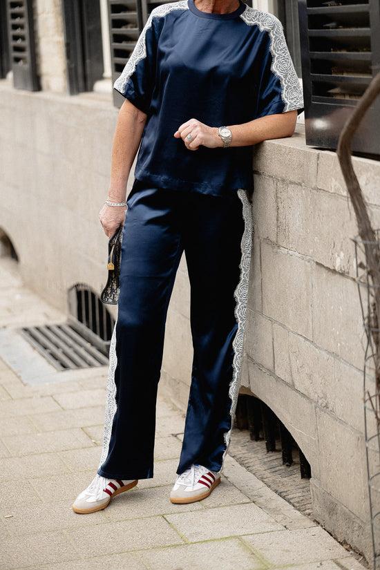 Les Jumelles OBJRandi MW Loose Track Pants Dark Denim