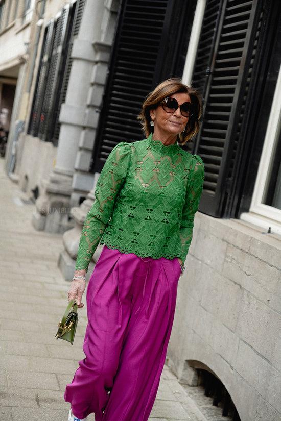 Les Jumelles ROUChase LS O-neck Top Artichoke Green