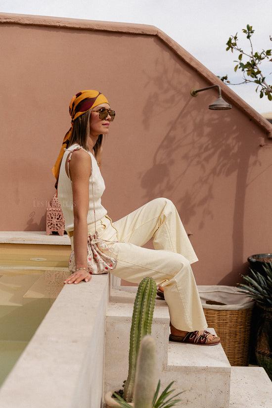 Les Jumelles SLFAlice-Cora HW Denim Wijde Jeans Anijsbloem