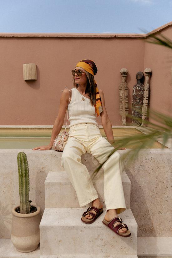 les jumelles SLFAlice-Cora HW denim wijde jeans anijsbloem