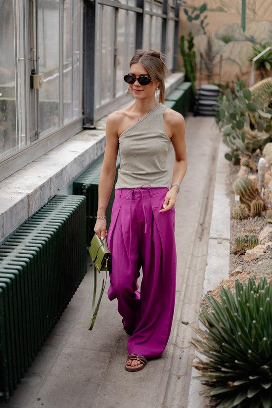 Les Jumelles SLFAya One Shoulder Glitter Top Oatmeal Golden