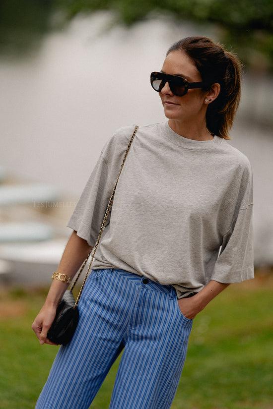 les jumelles SLFColwoman 2/4 oversized tee light grey melange