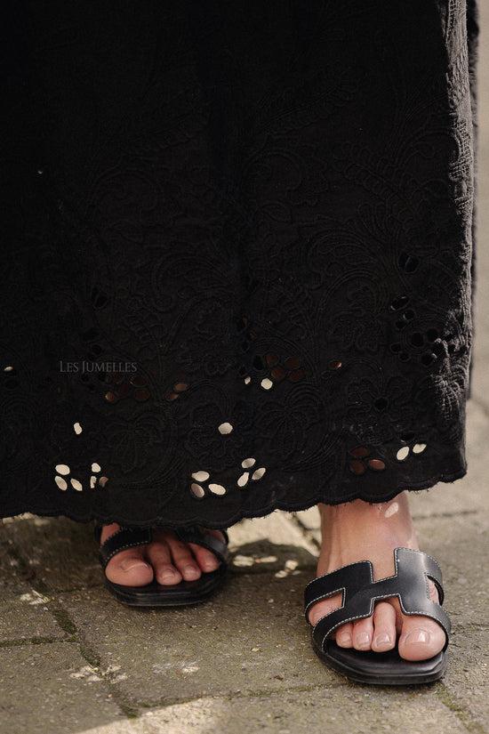 Les Jumelles SLFDahlia HW Ankle Broderie Skirt Black