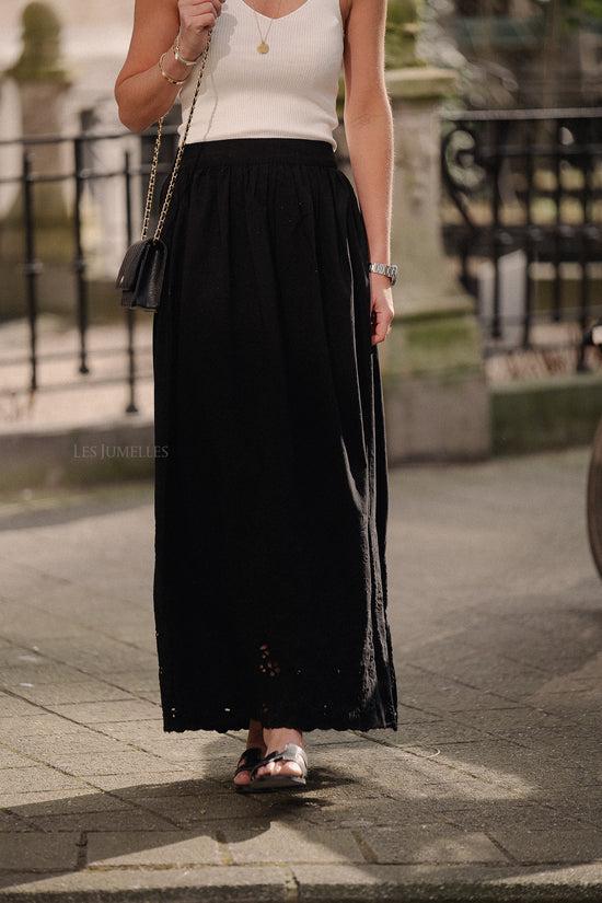 Les Jumelles SLFDahlia HW Ankle Broderie Skirt Black