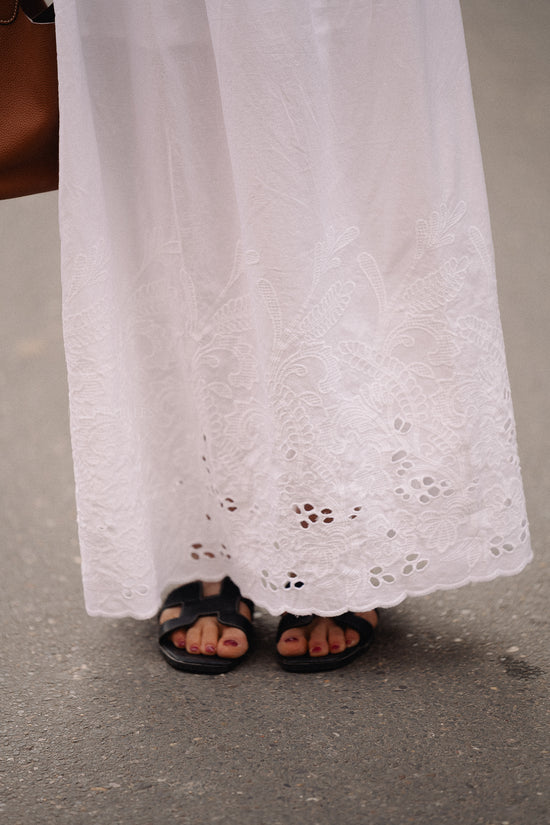 Les Jumelles SLFDahlia HW Ankle Broderie Skirt White