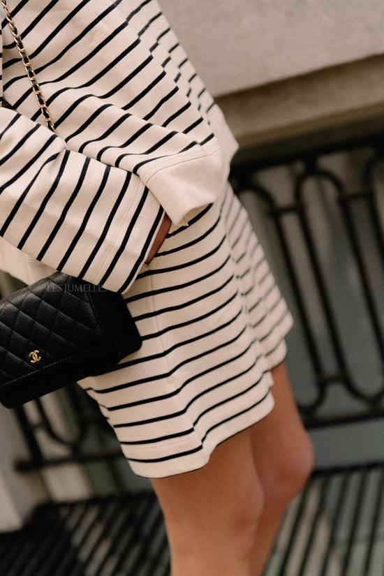 Les Jumelles SLFElise HW Gestreepte Shorts Zwart/ecru
