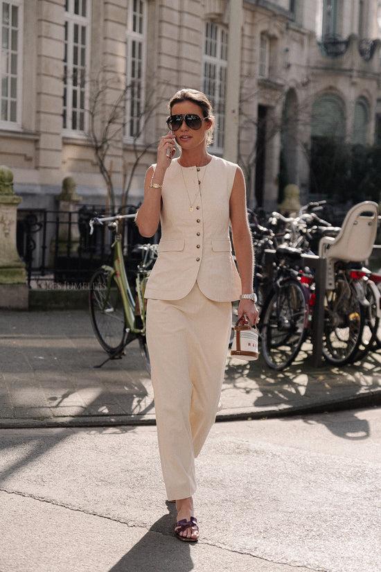 Les Jumelles SLFIluna SL Buttoned Pocket Vest Sandshell