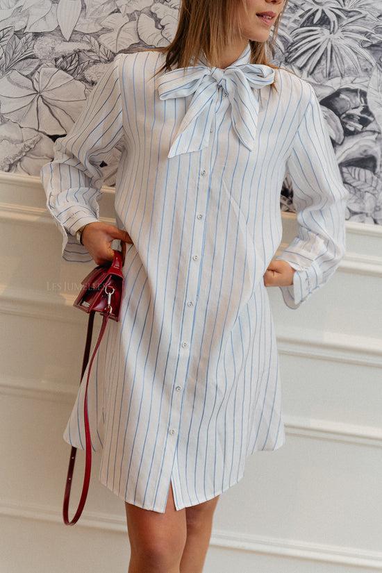 Les Jumelles SLFMairin LS Gestreepte Shirt Tuniek Wit