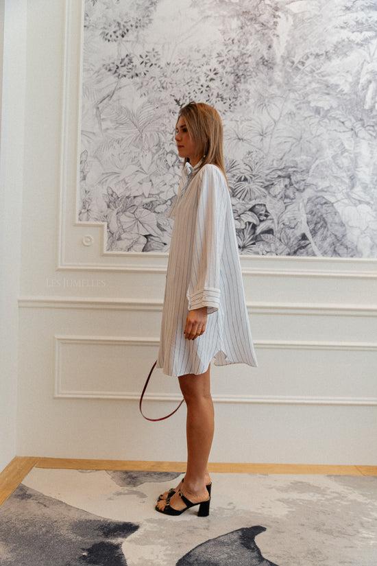 Les Jumelles SLFMairin LS Gestreepte Shirt Tuniek Wit