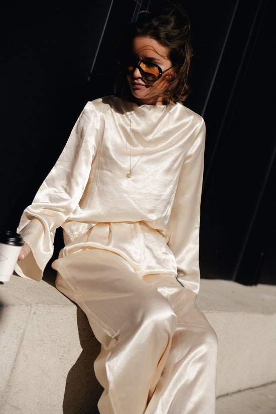 Les Jumelles SLFSelene LS Draped Neckline Top Birch