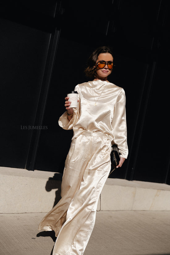 Les Jumelles SLFSelene LS Draped Neckline Top Birch