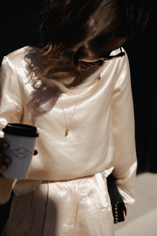 les jumelles SLFSelene LS draped neckline top birch