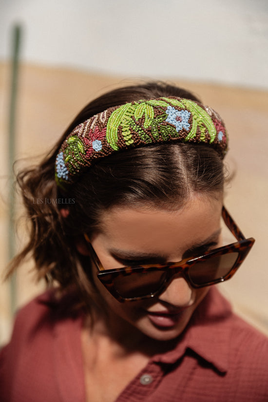 Les Jumelles Tropica Haarband Met Kralen Patrijsbruin