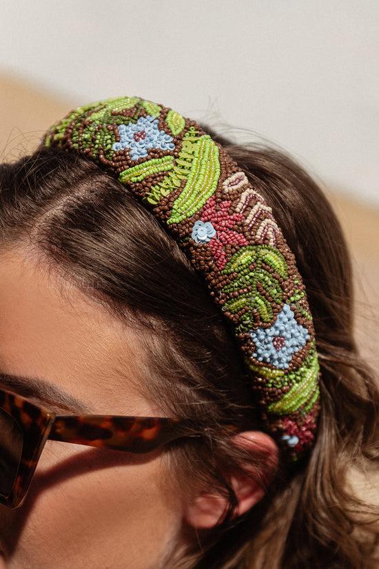 les jumelles Tropica haarband met kralen patrijsbruin