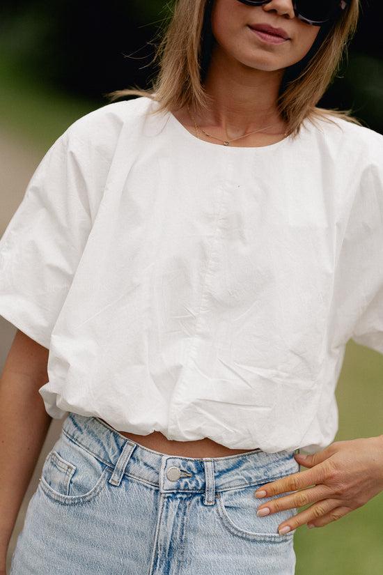 Les Jumelles VIBaluni O-hals SS Volume Top Sneeuwwit