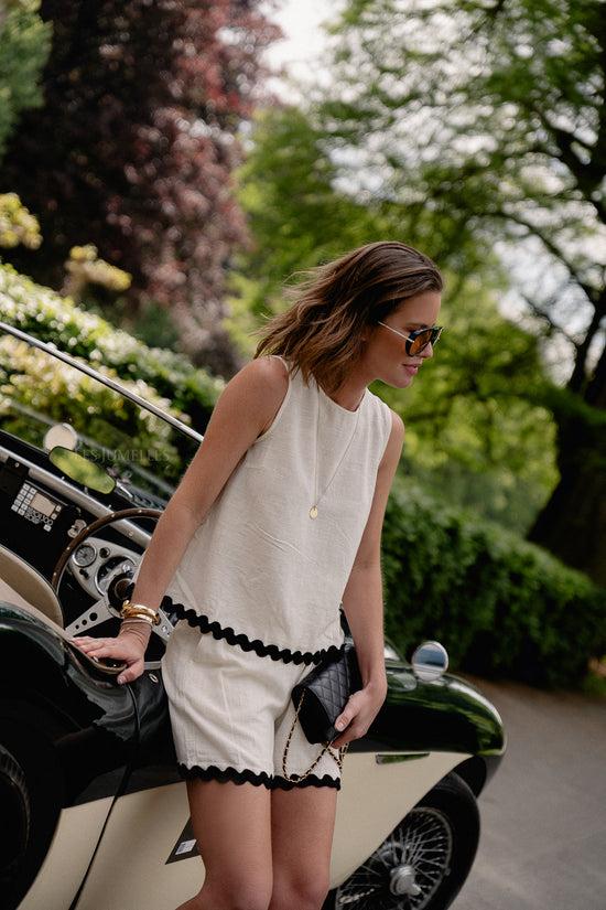 Les Jumelles VIManda Wavy Shorts Birch/black Beauty