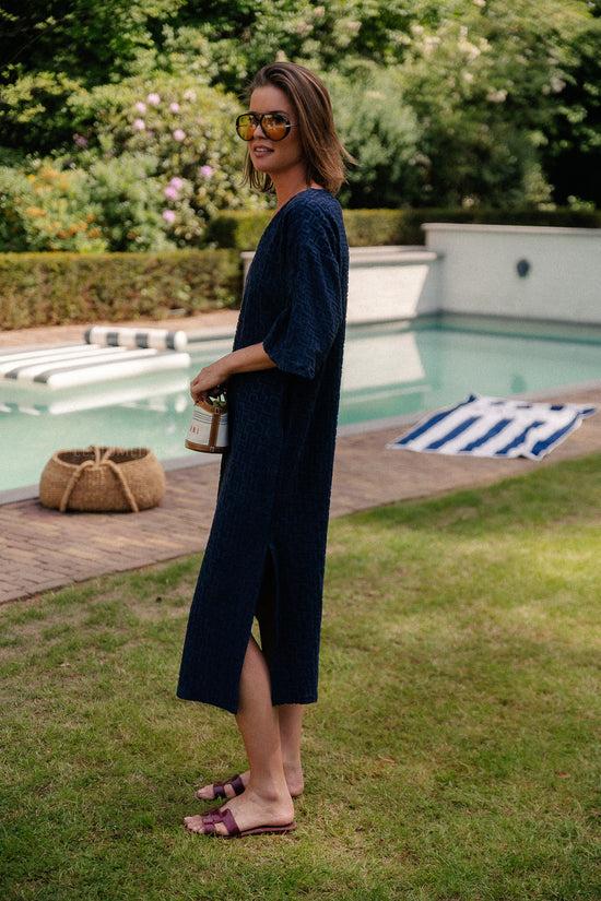 Les Jumelles VIMaratea V-hals 2/4 Midi-jurk Marineblauwe Blazer