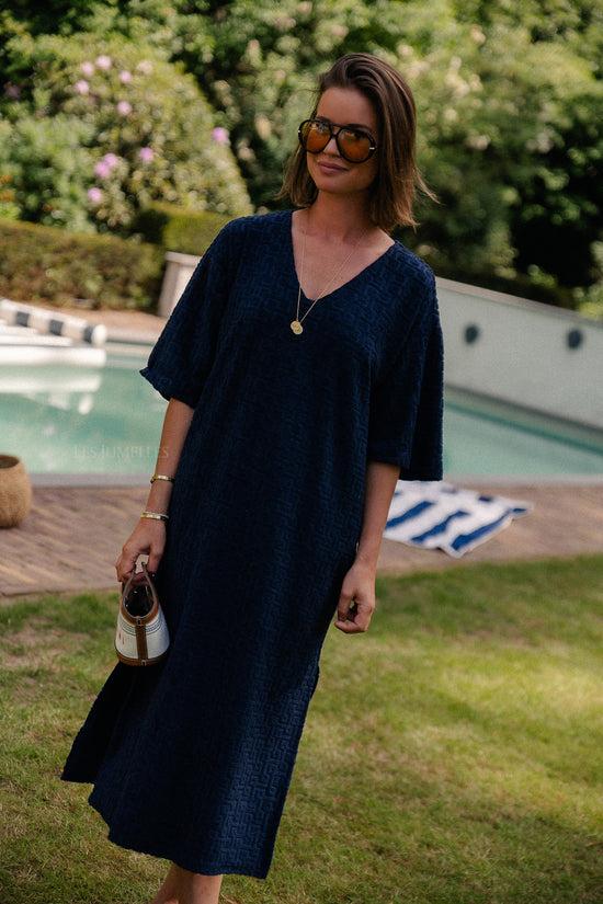 Les Jumelles VIMaratea V-hals 2/4 Midi-jurk Marineblauwe Blazer