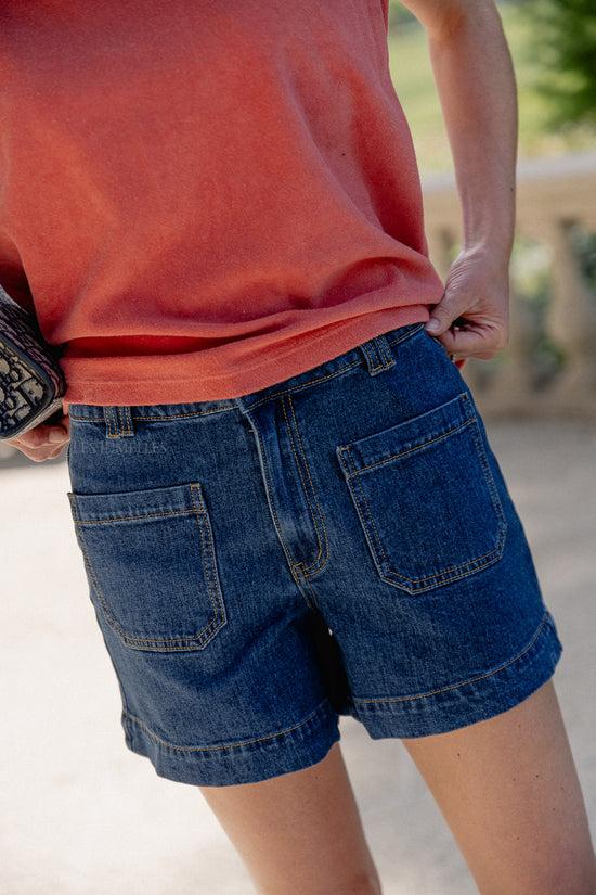 les jumelles YASNema HMW denim shorts medium blue denim